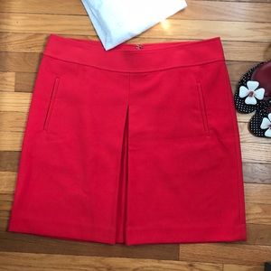 Loft Coral Red Mini Skirt Front Pleat Faux Slit 12